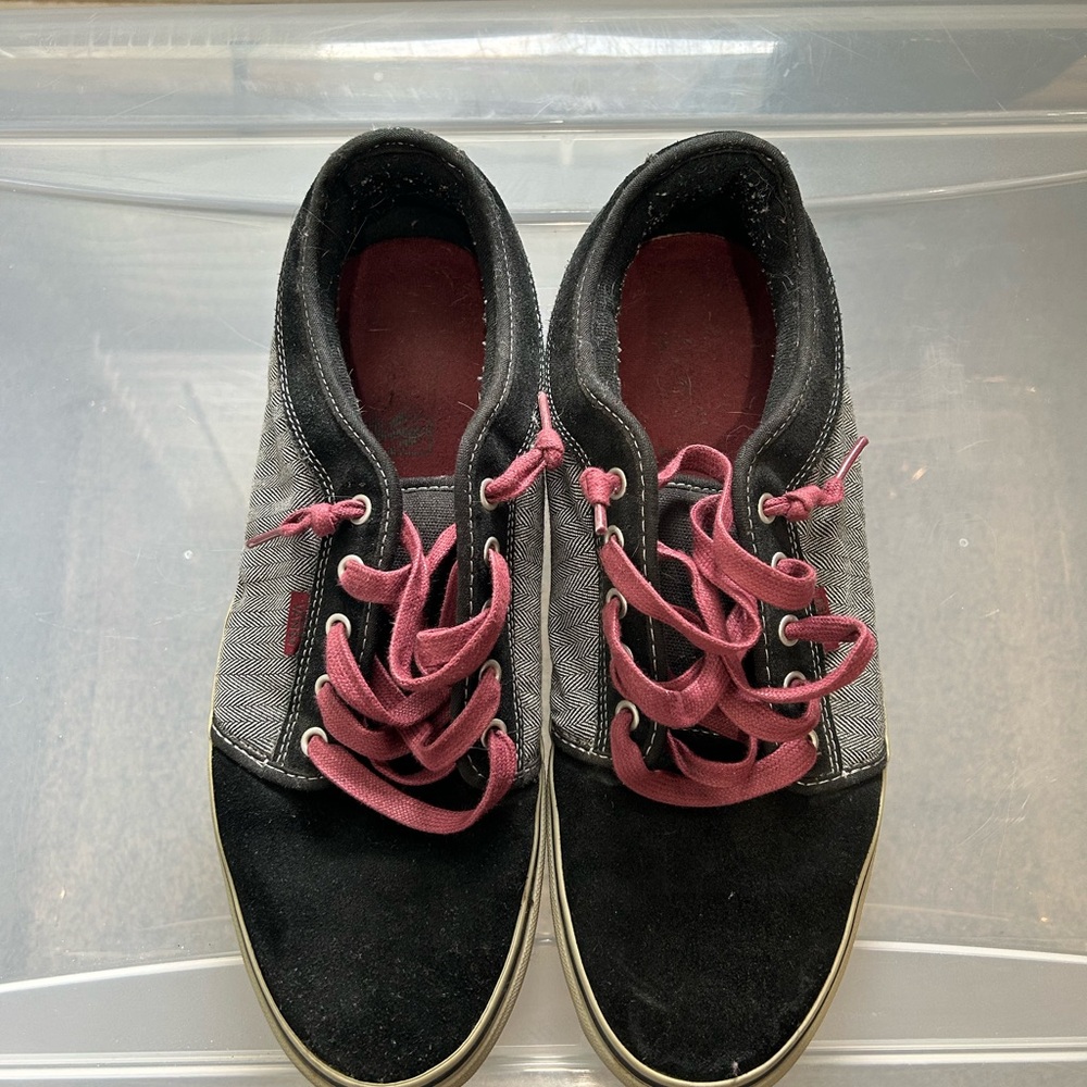 Vans Black Sneakers with Burgundy Accents
